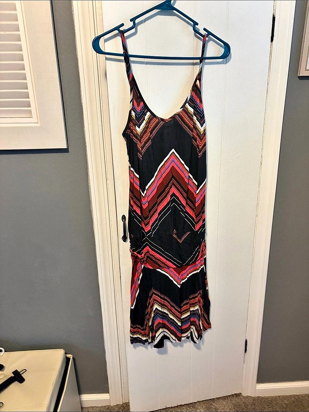 Geometric Mini Dress in Black & Red